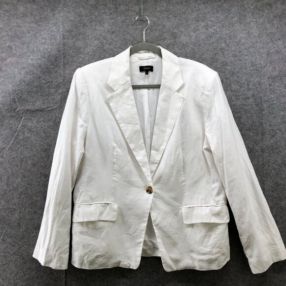 Quince Jackets & Blazers - Quince 100% Linen Blazer Womens L One Button White Flap Pocket Formal